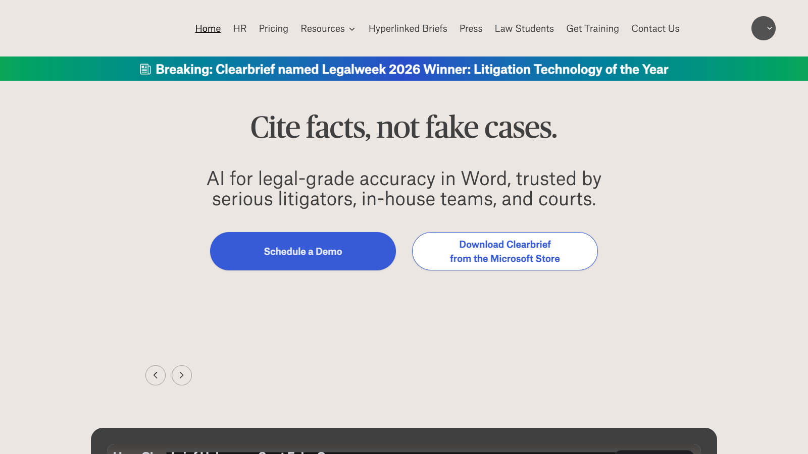 Screenshot: Clearbrief