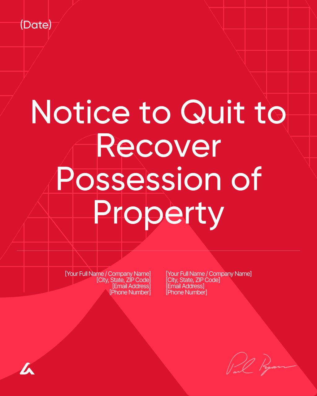 Notice to Quit to Recover Possession of Property Template