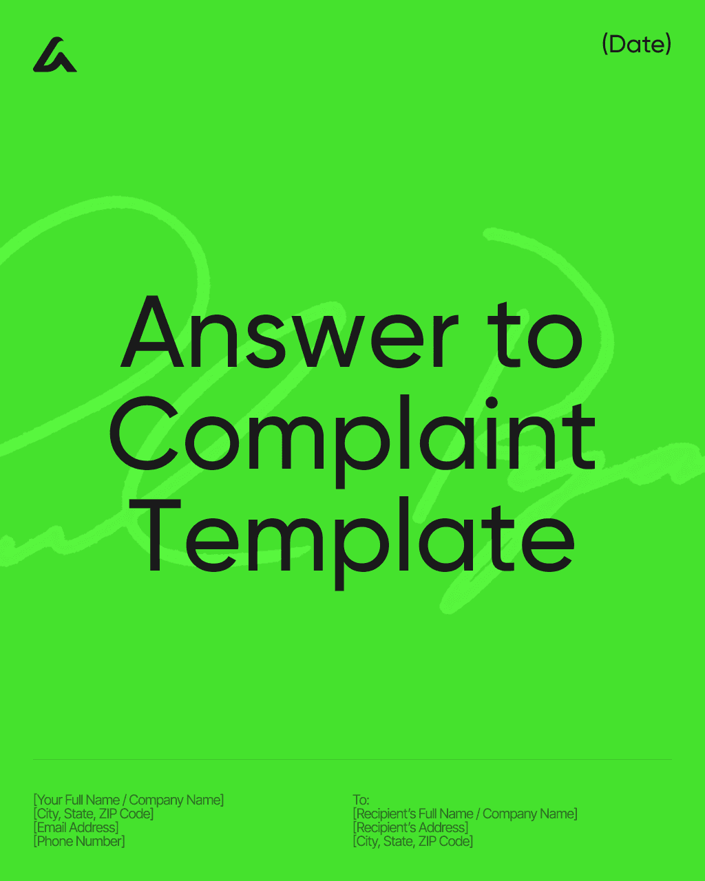 Answer to Complaint Template