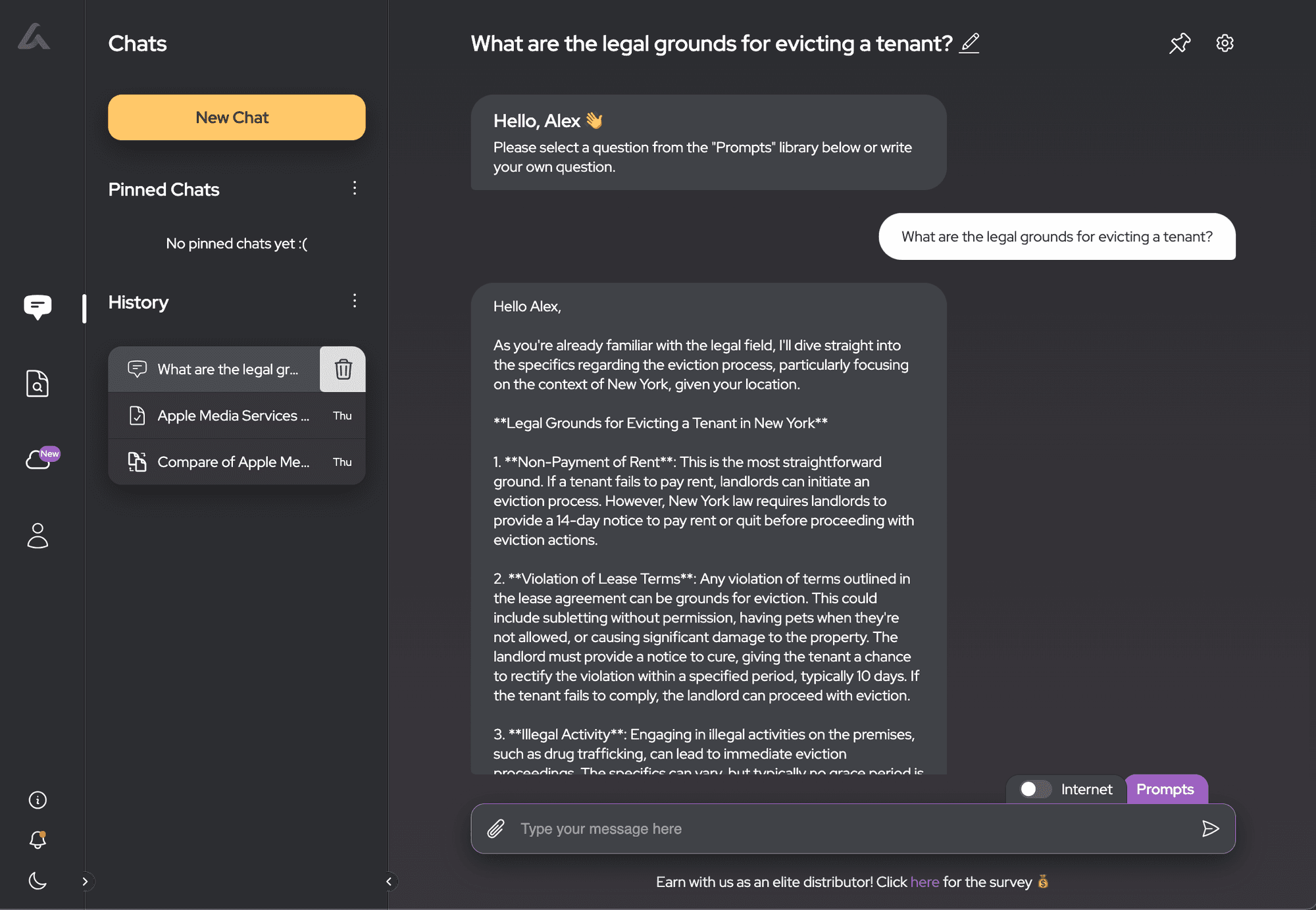 Asking ai lawyer about legal issues with tenant