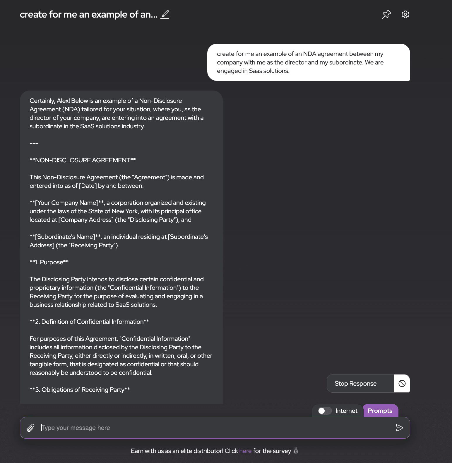 AI Lawyer created NDA