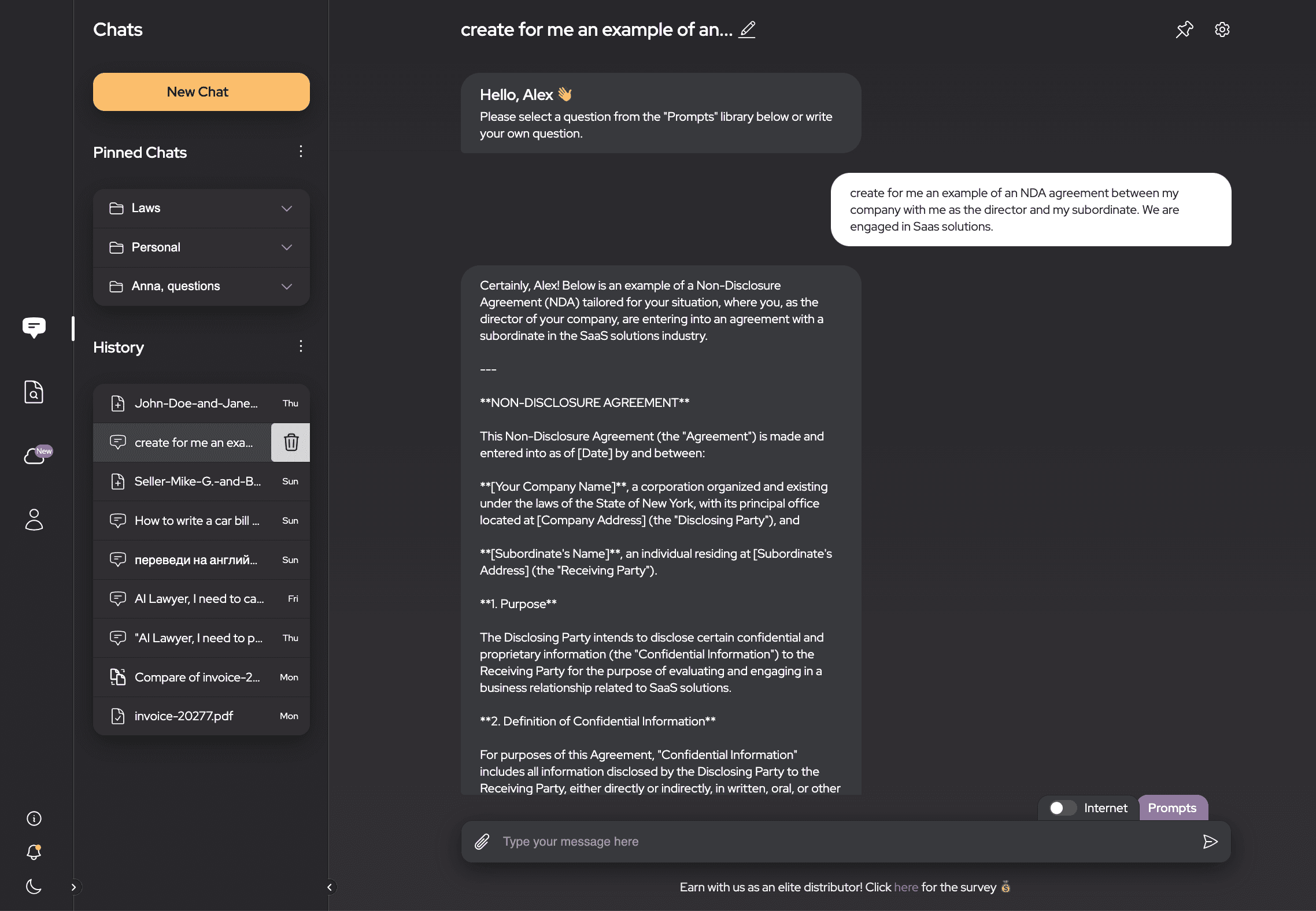 asking AI Lawyer about difrent legal quwstions