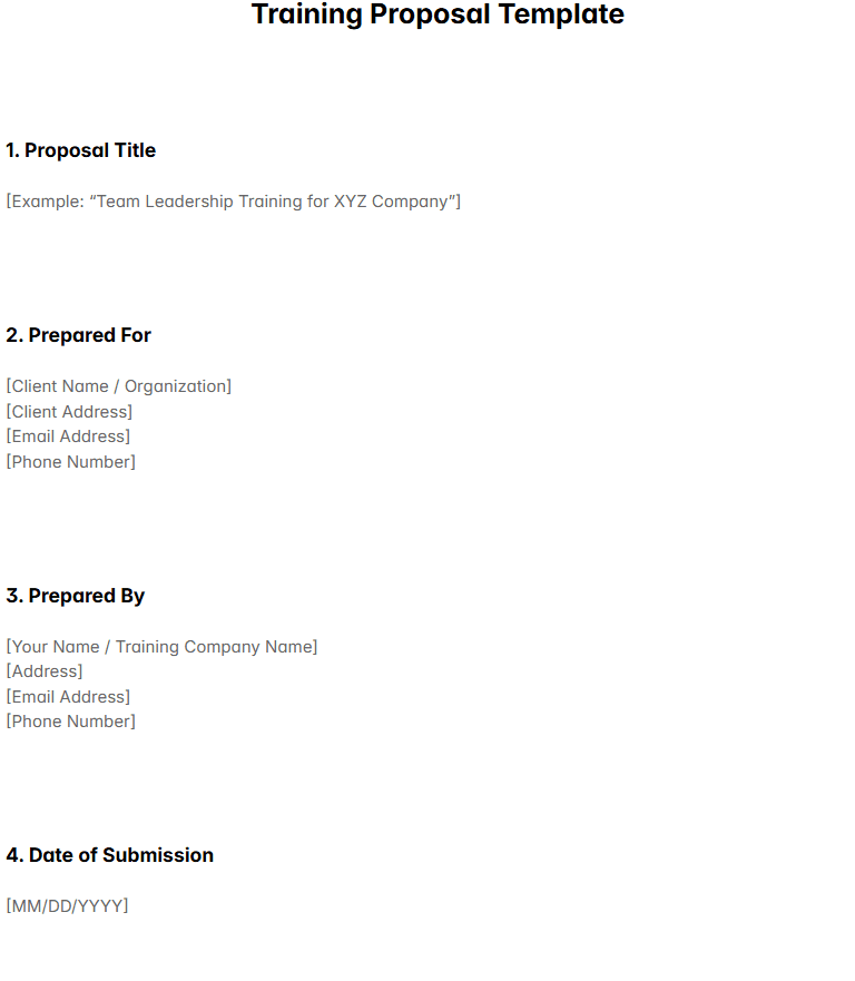 Training Proposal Template