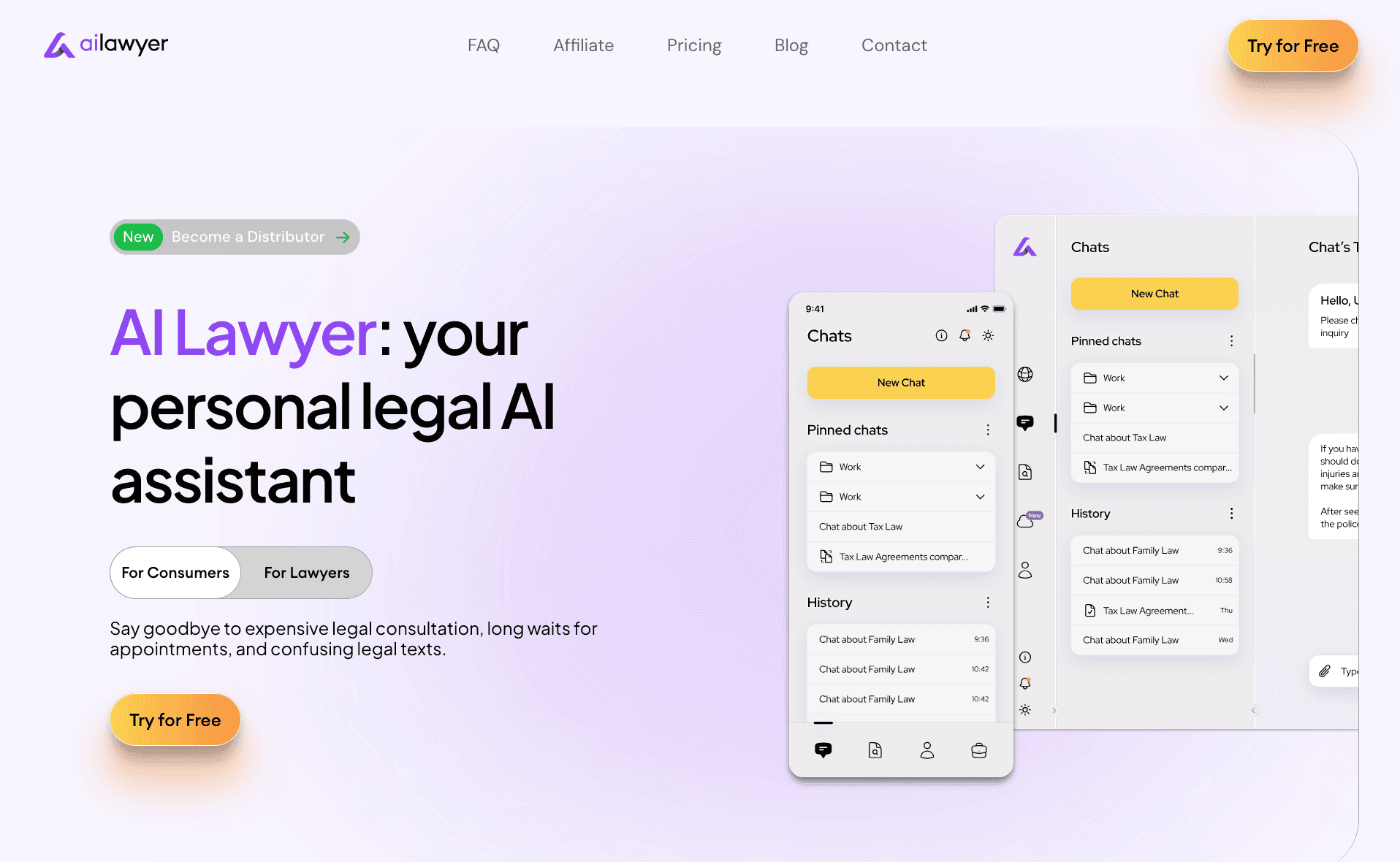 The main page of AI Lawyer