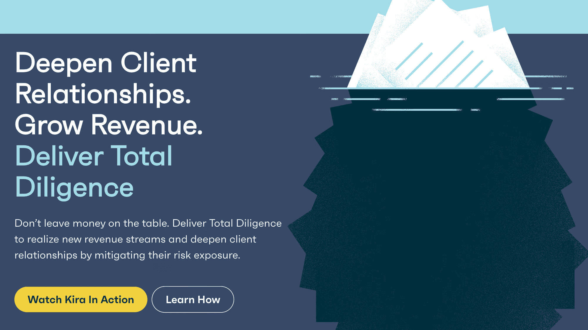 the main screen of the lendig, which shows an iceberg with a description of the company's goals. 