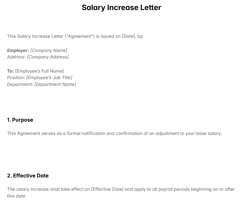 Salary Increase Letter Template