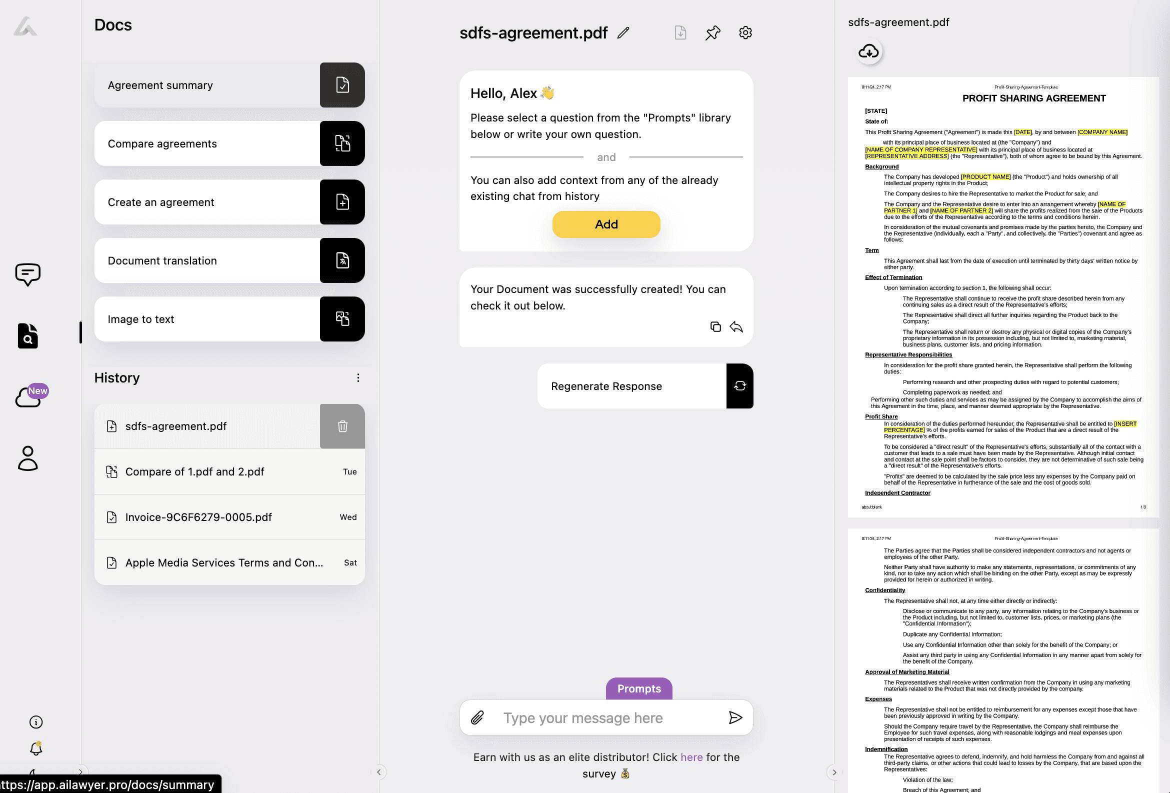 example of how AI Lawyer works