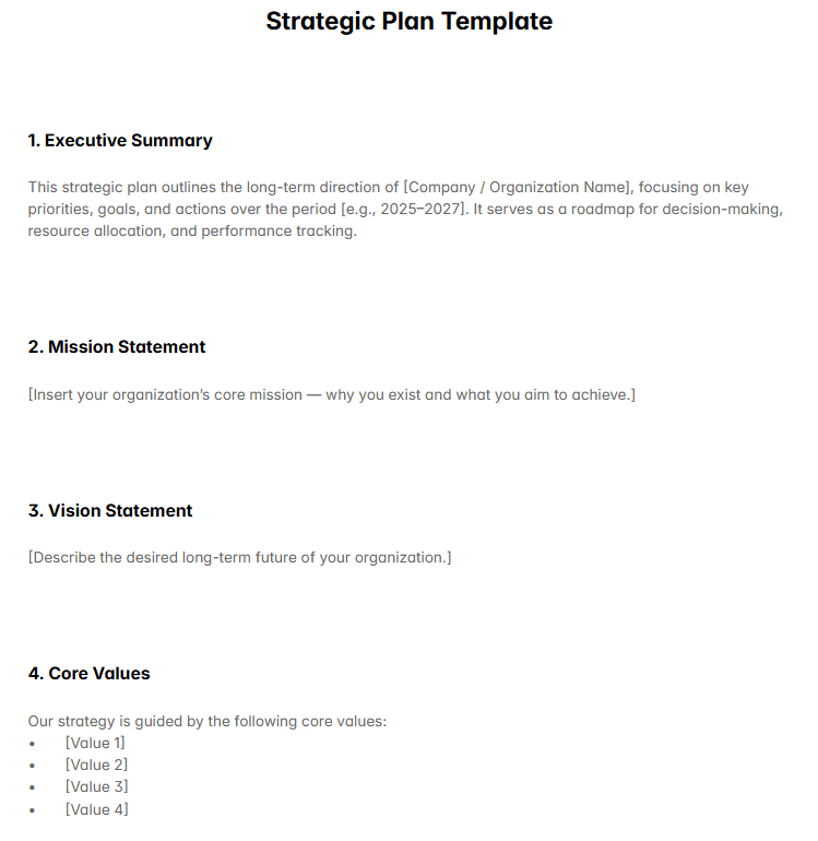 Strategic Plan Template