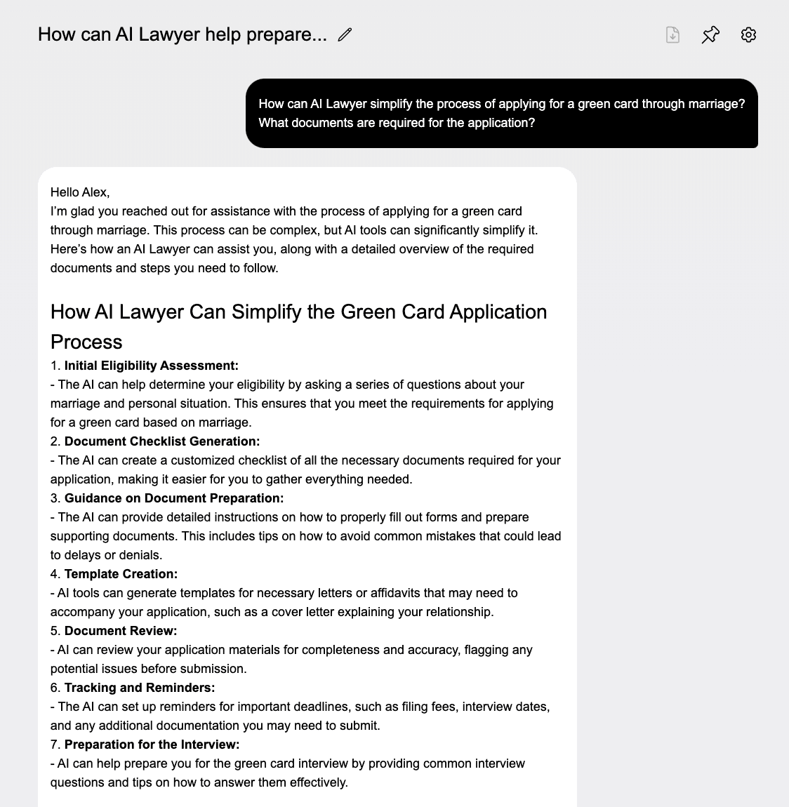 the story about how to use AI Lawyer  which is demostrating how to use it. 