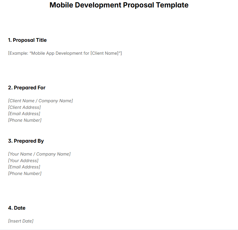 Mobile Development Proposal Template