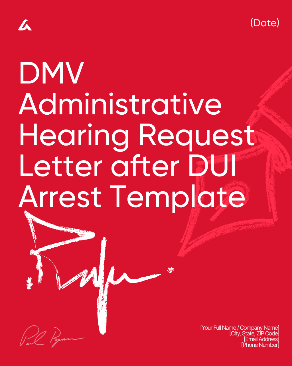 DMV Administrative Hearing Request Letter after DUI Arrest Template