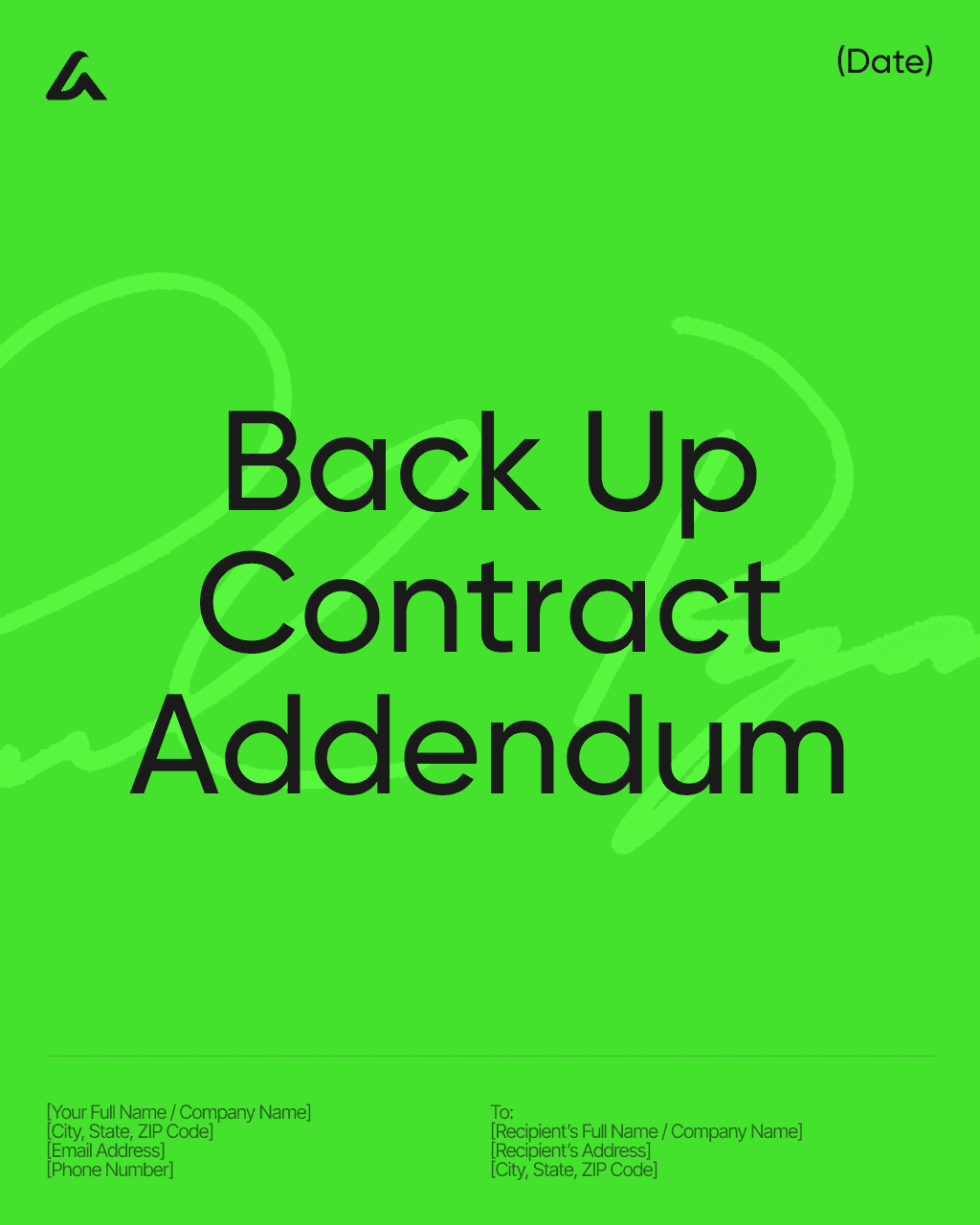 Back Up Contract Addendum