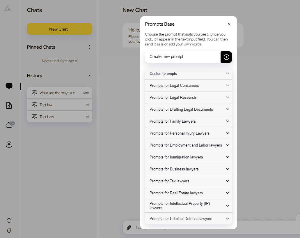 Simplified guidance using cues in AI Legal Assistant