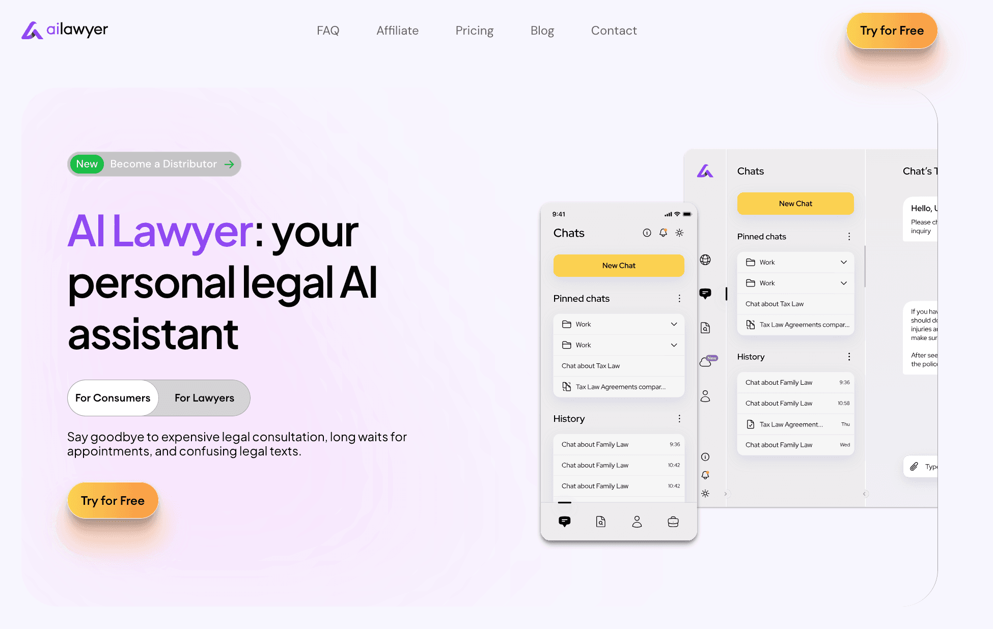 main page of AI Lawyer