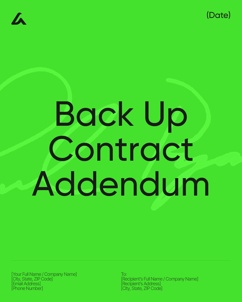 Back Up Contract Addendum