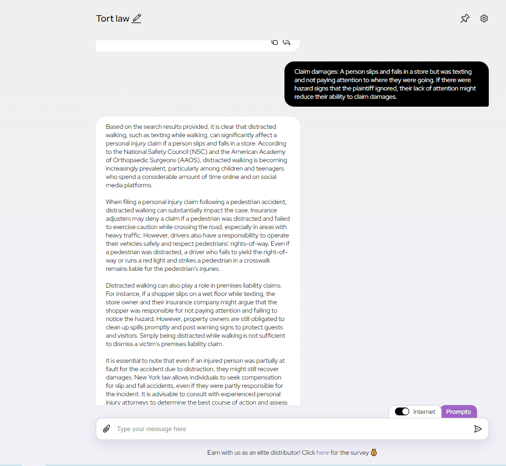Chat of AI Lawyer in real time