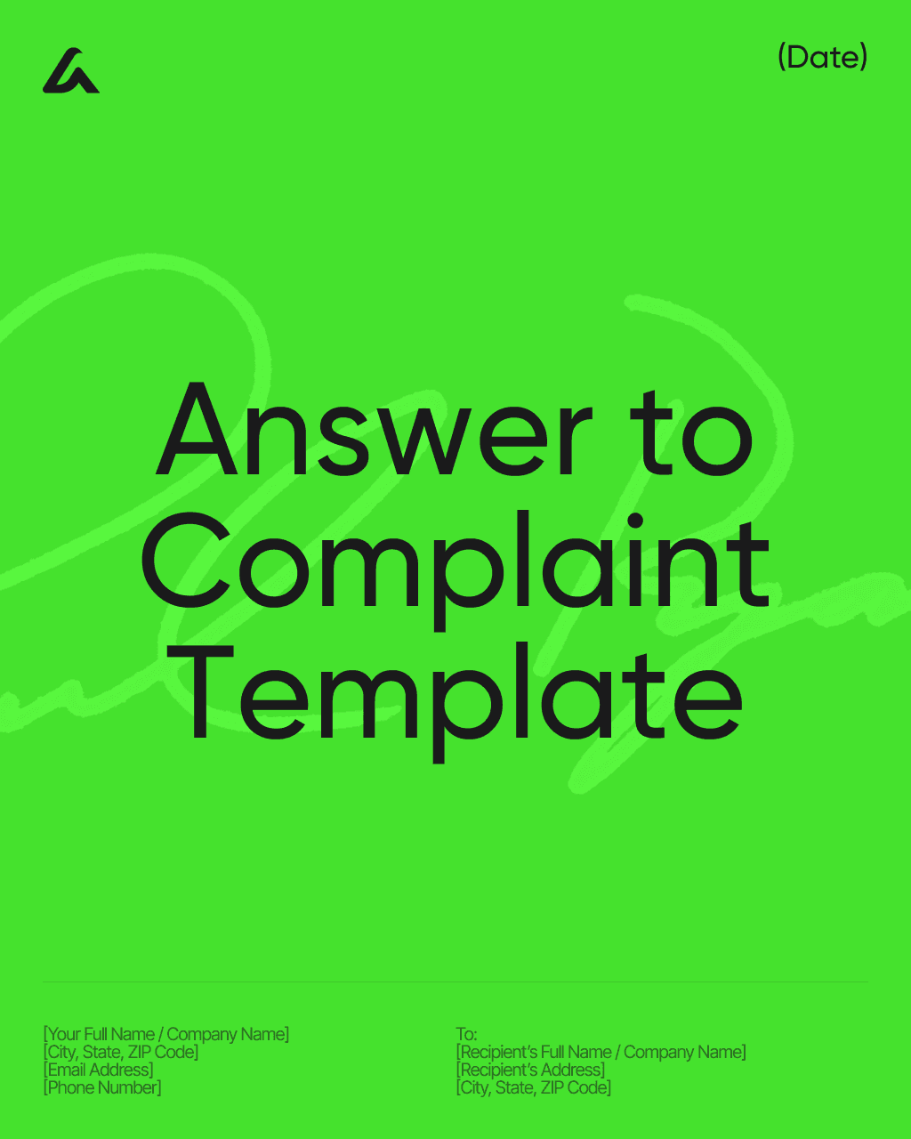Answer to Complaint Template