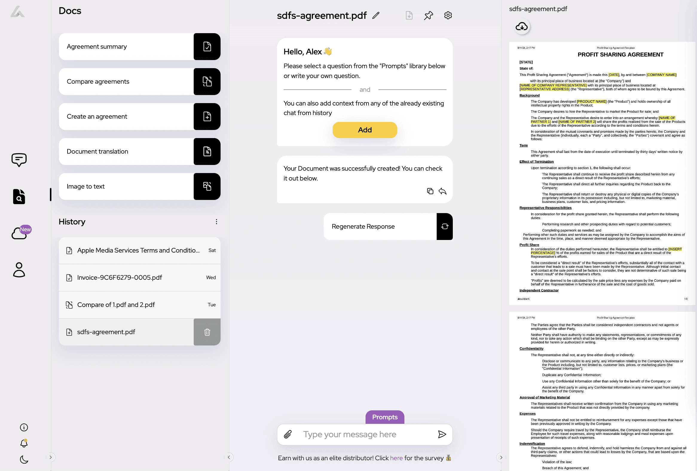 AI Lawyer creats docs