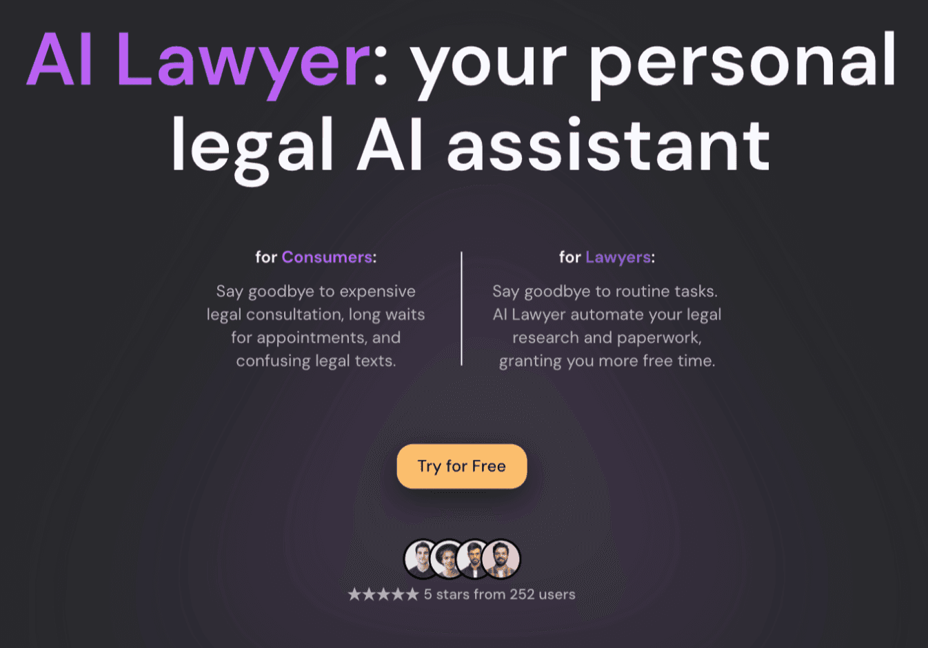 Number one on the lift of AI product which provides kelp for solving legal issues 