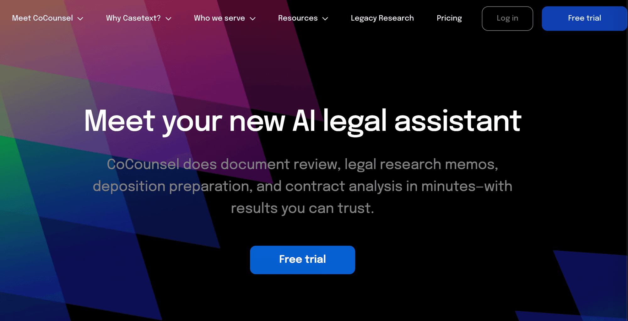 A beautiful screenshot from the site's branding with geometric shapes and the service's slogan. 
