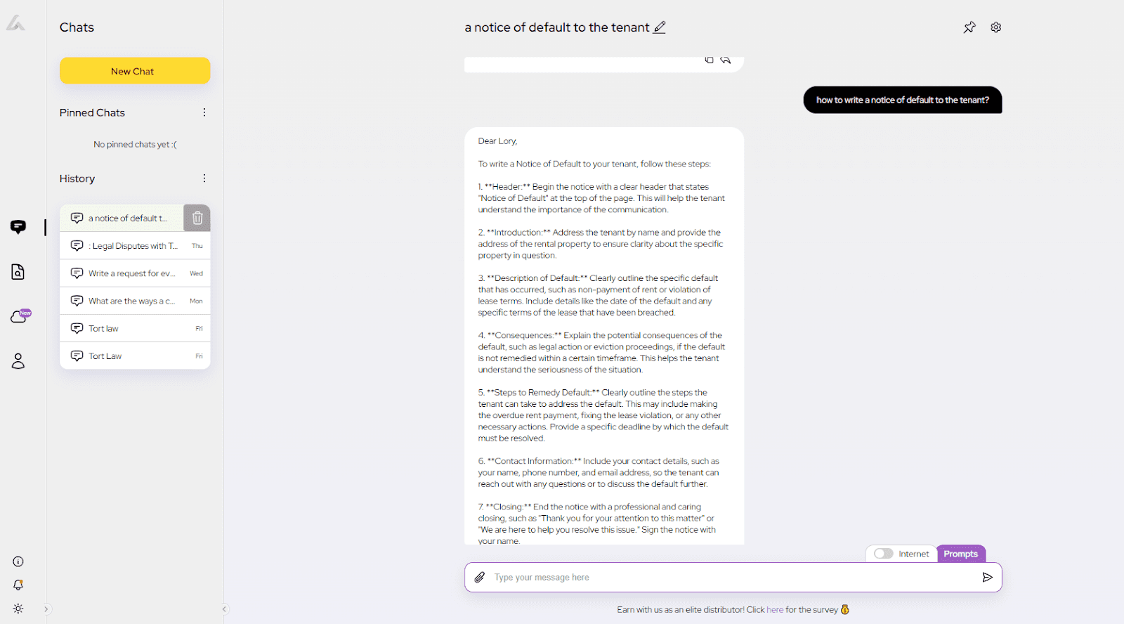 Steps on how to write a notice of default.