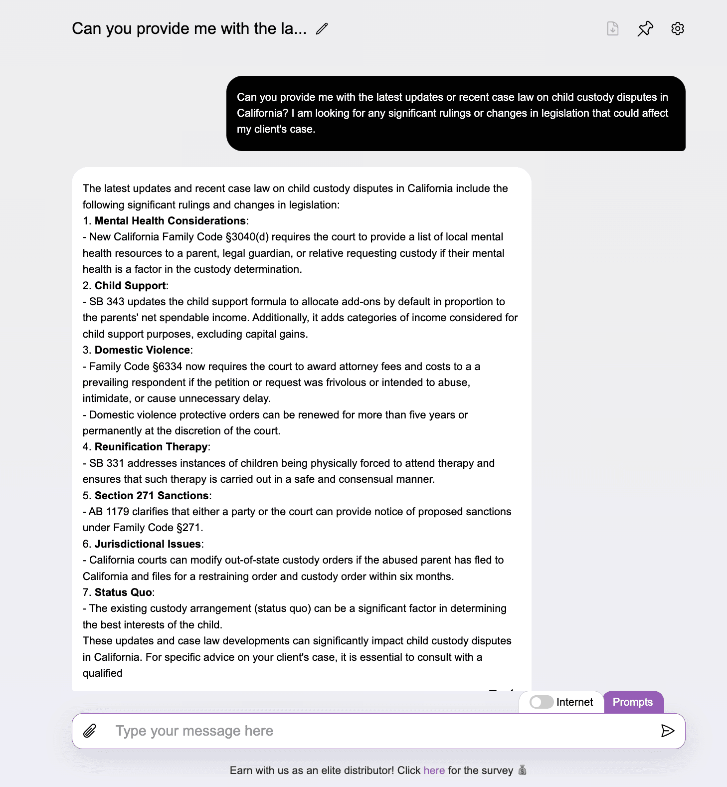 research with AI for news about laws